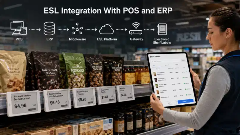Elektroonilise riiulimärgistuse integreerimine POS-i ja ERP-ga: API-d, andmete kaardistamine, vig...