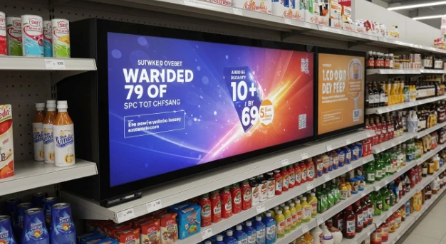 Venitatud LCD-ekraanid supermarketite ja toidupoodide jaoks